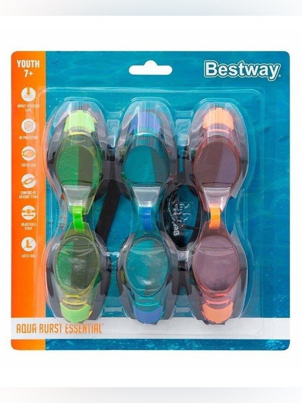 BRAND NEW sealed boy girl youth 3 pack bestway swimming swim goggles 7+